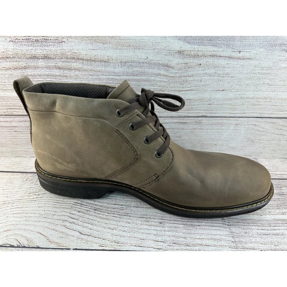 ECCO Men's Coffee Nubuck Turn II Waterproof Lace Chukka Boots Size 11-11.5 EU 45